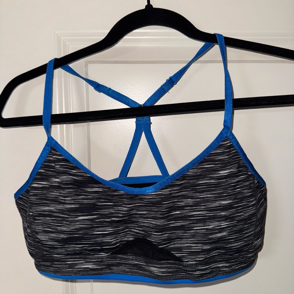 Zella Strappy Black and Blue Sports Bra